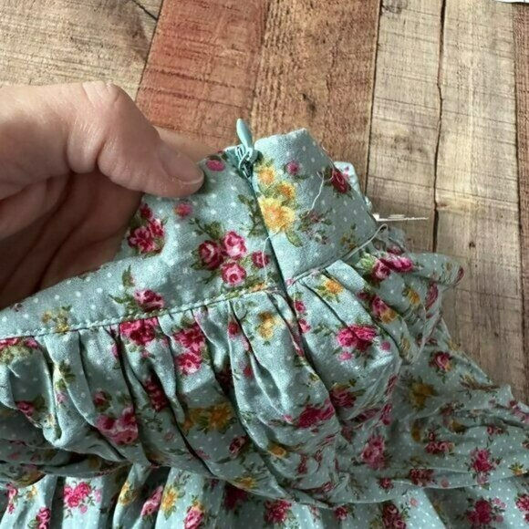 Comme Toi women's size large midi pleated skirt blue and pink floral - Picture 7 of 8